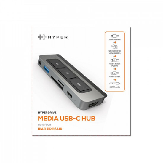 Hyper | HyperDrive Media 6-in-1 USB-C Hub for iPad Pro/Air | HDMI ports quantity 1