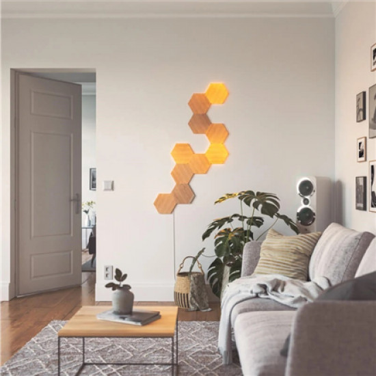 Nanoleaf|Elements Wood Look Hexagons Expansion Pack (3 panels)|Cool White + Warm White