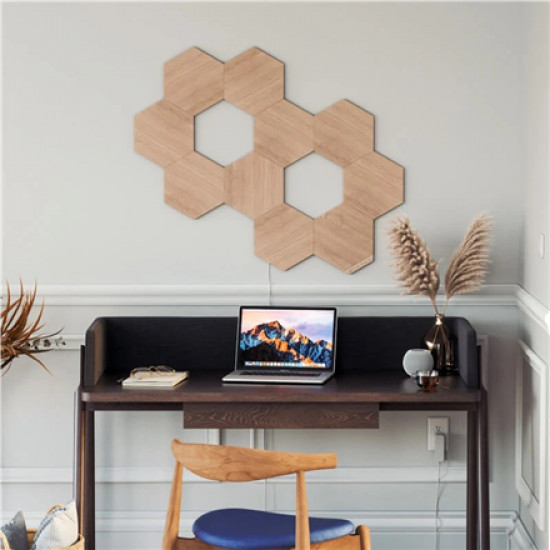 Nanoleaf|Elements Wood Look Hexagons Expansion Pack (3 panels)|Cool White + Warm White