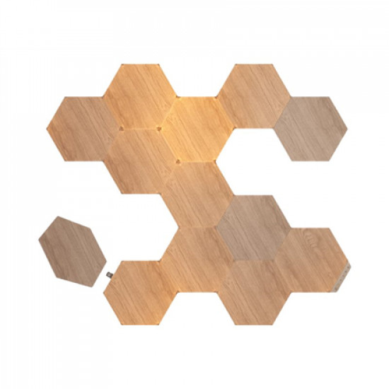 Nanoleaf|Elements Wood Look Hexagons Starter Kit (13 panels)|Cool White + Warm White