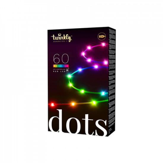 Twinkly|Dots Smart LED Lights 60 RGB (Multicolor), USB Powered, 3m, Black|RGB 16M+ colors