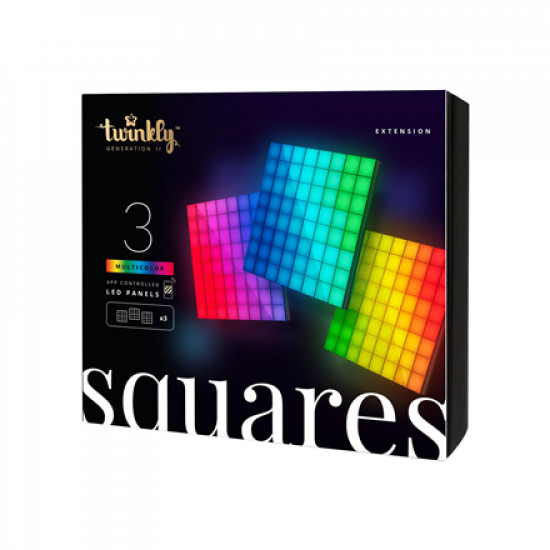 Twinkly|Squares Smart LED Panels Expansion pack (3 panels)|RGB 16M+ colors