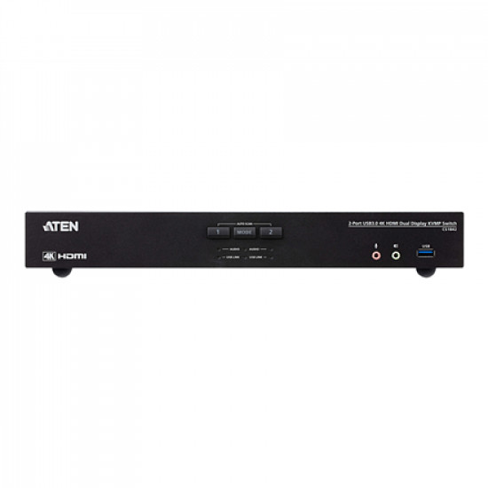 Aten CS1842-AT-G 2-Port True 4K HDMI Dual-View KVM Switch with Audio & USB 3.0 Hub | Aten