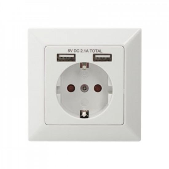 Safety socket for flush mounting with 2 USB ports | DA-70613