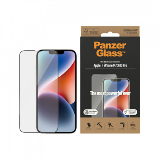 PanzerGlass | Screen protector | Apple | iPhone 14/13/13 Pro | Tempered Glass | Transparent | Fingerprint resistant Diamond strength Ultra-Wide Fit