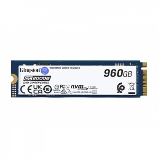 Kingston SSD | DC2000B | 960 GB | SSD form factor M.2 2280 | Solid-state drive interface PCIe NVMe Gen 4.0 (x4) | Read speed 7000 MB/s | Write speed 1300 MB/s