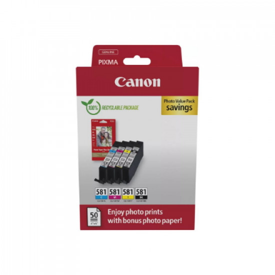 Canon CLI-581 | Ink Cartridge + Photo Paper | Multipack