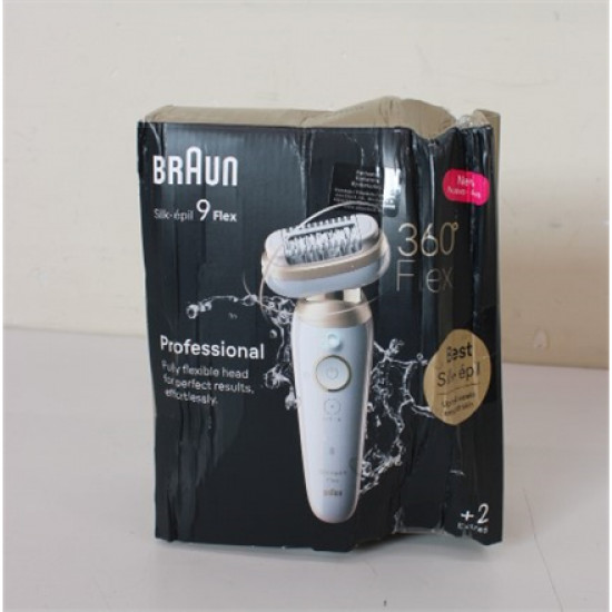 SALE OUT. Braun 9-011 3D Silk-epil 9 Flex Epilator, White/Gold | Braun Epilator | 9-011 3D Silk-epil 9 Flex | Operating time (max) 50 min | Number of power levels 2 | Wet & Dry | White/Gold | DAMAGED PACKAGING