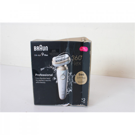 SALE OUT. Braun 9-011 3D Silk-epil 9 Flex Epilator, White/Gold | Braun Epilator | 9-011 3D Silk-epil 9 Flex | Operating time (max) 50 min | Number of power levels 2 | Wet & Dry | White/Gold | DAMAGED PACKAGING