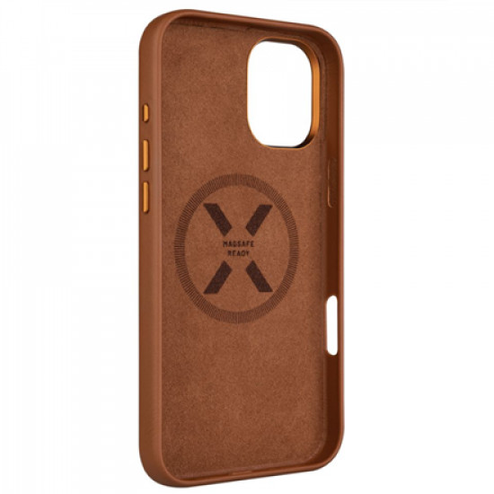 Fixed MagLeather | Back cover | Apple | iPhone 16 Plus | Leather | Brown