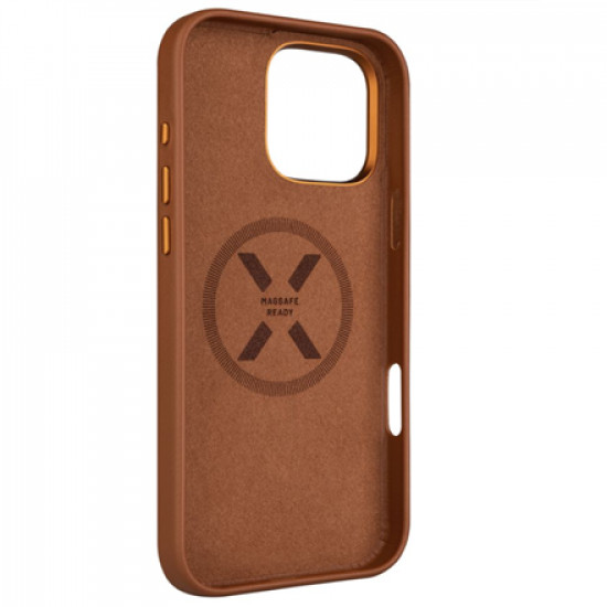 Fixed MagLeather | Back cover | Apple | iPhone 16 Pro Max | Leather | Brown