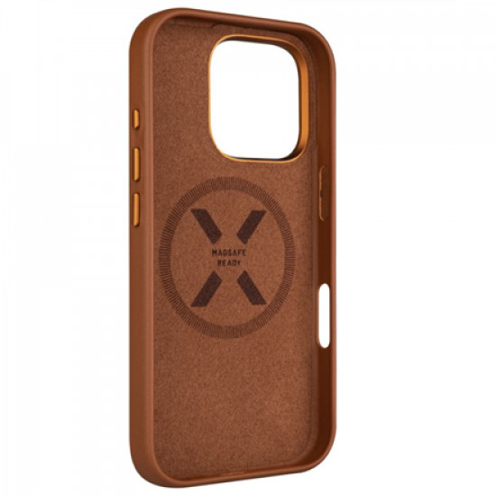 Fixed MagLeather | Back cover | Apple | iPhone 16 Pro | Leather | Brown