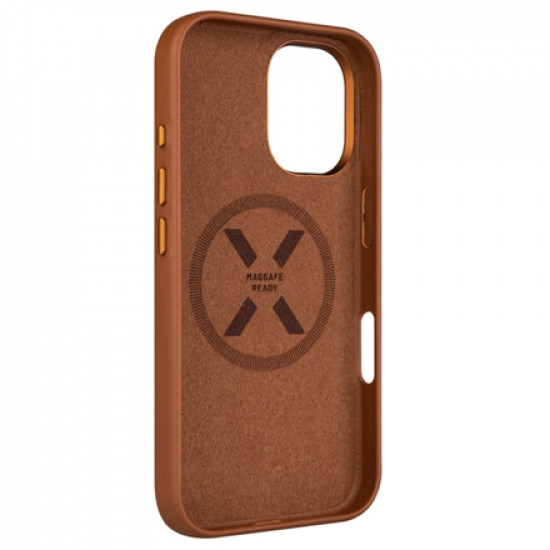 Fixed MagLeather | Back cover | Apple | iPhone 16 | Leather | Brown