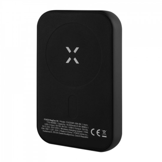 Fixed | MagZen (2nd gen.) with wireless charging and MagSafe support Power bank | FIXZENM2-10-BK | 10000 mAh | USB-C: 5V/2A, 9V/2.22A, 12V/1.67A (20W max) | Black