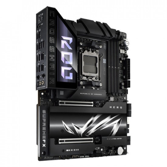 Asus ROG CROSSHAIR X870E HERO | Processor family AMD | Processor socket AM5 | DDR5 | Supported hard disk drive interfaces SATA, M.2 | Number of SATA connectors 4