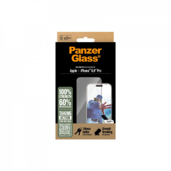 PanzerGlass Screen Protector iPhone 16 Pro Max | Ultra-Wide Fit | PanzerGlass