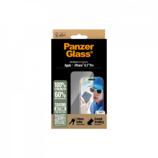 PanzerGlass Screen Protector iPhone 16 Pro | Ultra-Wide Fit | PanzerGlass