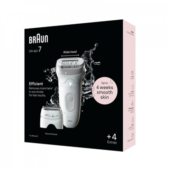 Braun Epilator | SE7-041 Silk pil 7 | Number of power levels 2 | Wet & Dry | White/Silver