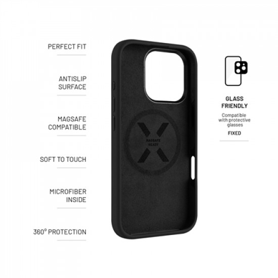 Fixed | MagFlow | Back Cover | Apple | iPhone 16 Pro | Silicone | Black