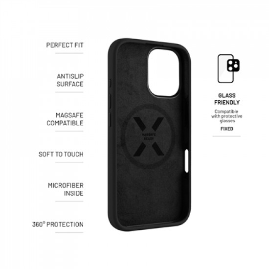 Fixed | MagFlow | Back Cover | Apple | iPhone 16 | Silicone | Black