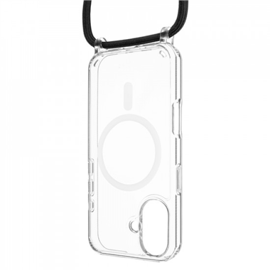 Fixed | MagPure Neck | Back Cover with Lanyard | Apple | iPhone 16 Plus | TPU | Clear, Black