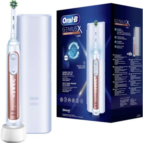 Oral-B Electric Toothbrush | Genius X | Rechargeable | For adults and children | Number of brush heads included 1 | Number of teeth brushing modes 6 | Rose Gold/White