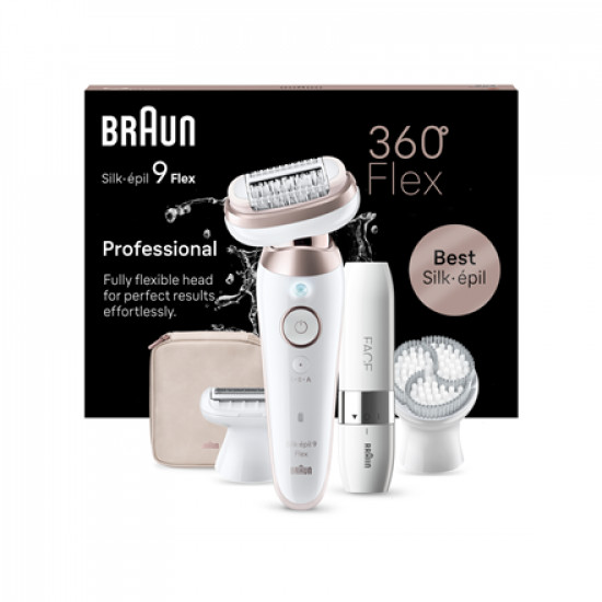 Braun Epilator | SES9-360 Silk pil 9 Flex 3D | Operating time (max) 50 min | Number of power levels 1 | Wet & Dry | White/Rose