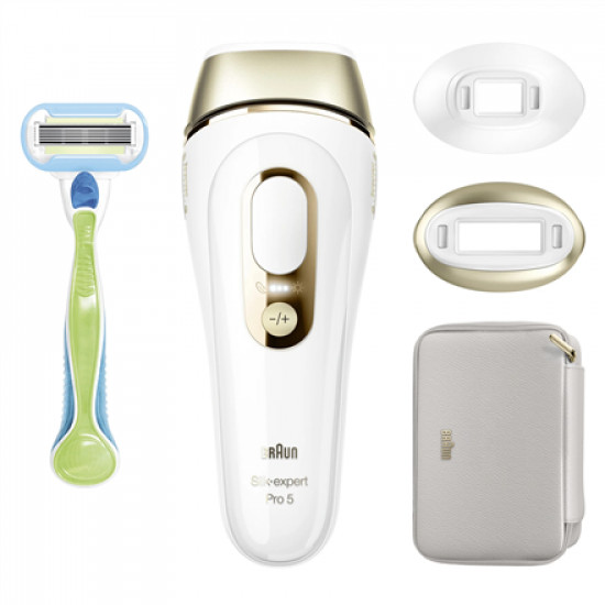 Braun Epilator | PL5152 Silk-expert Pro 5 | Bulb lifetime (flashes) 400.000 | Number of power levels 10 | Gold/White