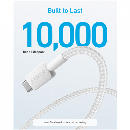 Anker 322 Nylon Cable, White | A81H6G21 | USB-A to USB-C