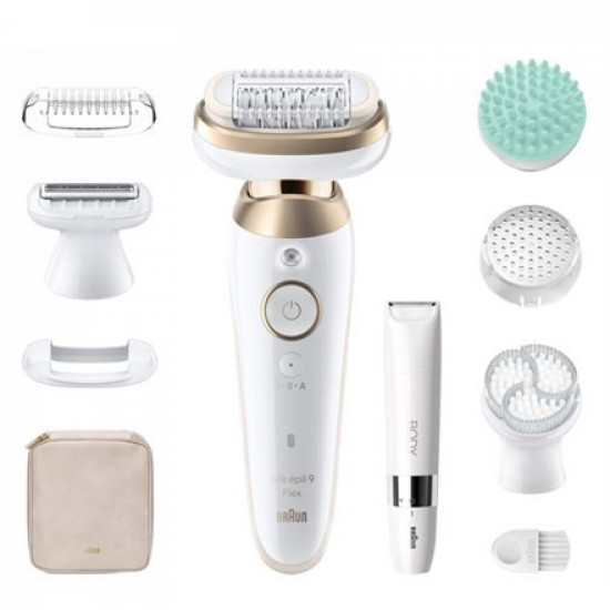 Braun Epilator | SES9-481 Silk pil 9 Flex 3D | Operating time (max) 50 min | Number of power levels 2 | Wet & Dry | White/Gold