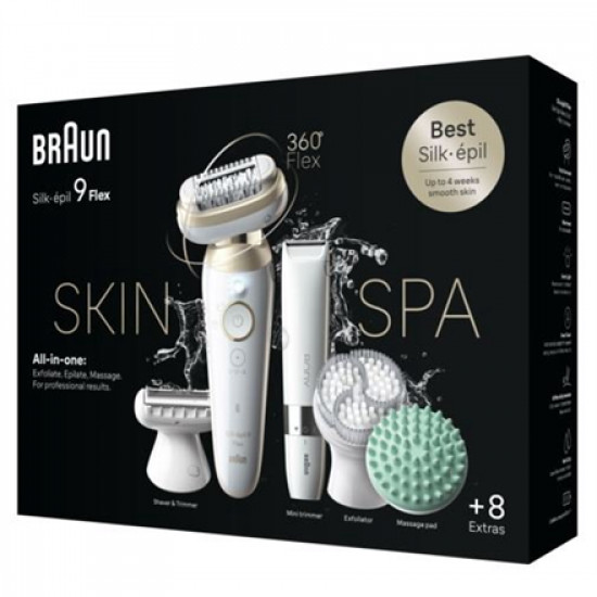 Braun Epilator | SES9-481 Silk pil 9 Flex 3D | Operating time (max) 50 min | Number of power levels 2 | Wet & Dry | White/Gold