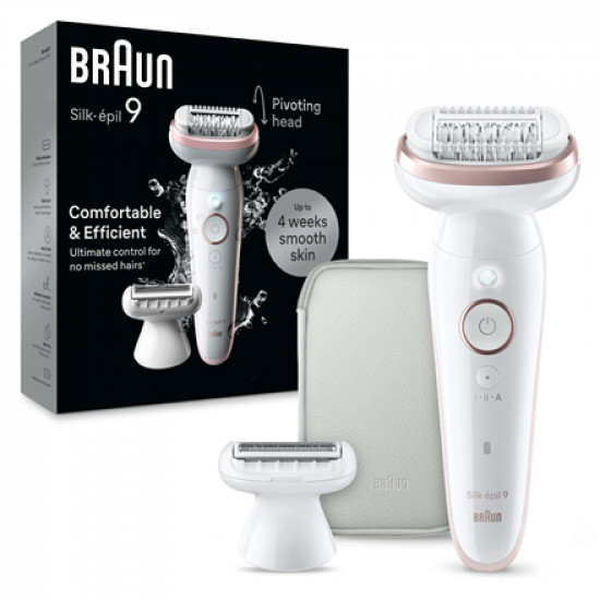 Braun Epilator | SES9-030 Silk pil 9 | Operating time (max) 50 min | Number of power levels 2 | Wet & Dry | White/Rose