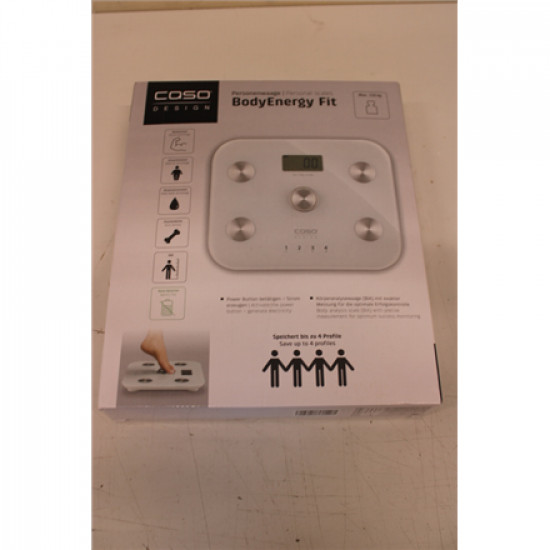 SALE OUT. Caso Body Energy Fit Scale, Maximum weight (capacity) 150 kg, Accuracy 100 g, Glass | Caso | Scale | BodyEnergy Fit | Maximum weight (capacity) 150 kg | Accuracy 100 g | White | DEMO