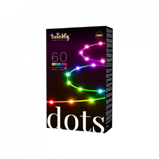 Twinkly|Dots Smart LED Lights 60 RGB (Multicolor), USB Powered, 3m, Transparent|RGB 16M+ colors