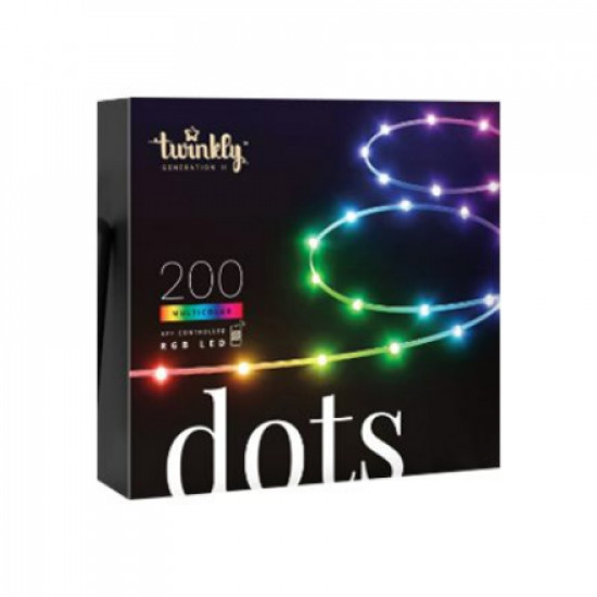 Twinkly|Dots Smart LED Lights 200 RGB (Multicolor), 10m, Transparent|RGB 16M+ colors