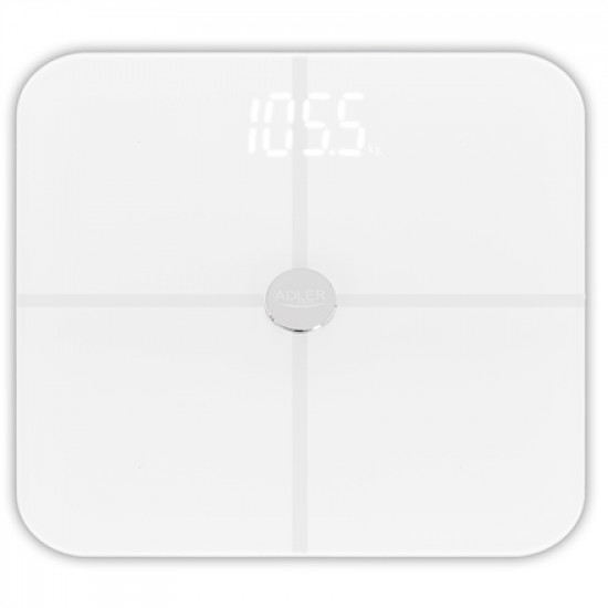 Adler Smart Bathroom Scale | AD 8187 | Maximum weight (capacity) 180 kg | Accuracy 100 g | Body Mass Index (BMI) measuring | White