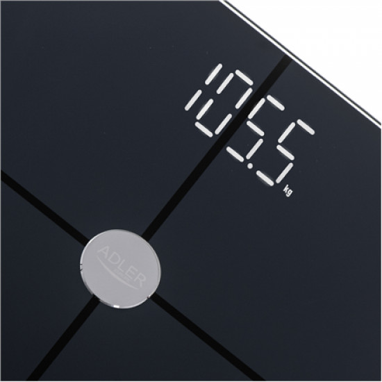 Adler Smart Bathroom Scale | AD 8187 | Maximum weight (capacity) 180 kg | Accuracy 100 g | Body Mass Index (BMI) measuring | Black