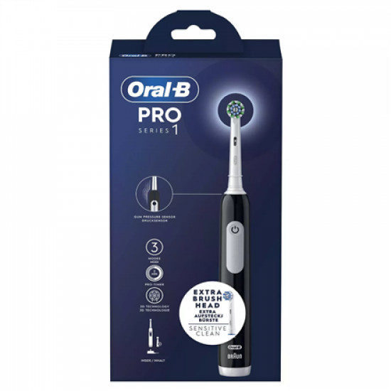 Oral-B Oscillating Toothbrush | Pro Series 1 | Rechargeable | For adults | Number of brush heads included 2 | Number of teeth brushing modes 3 | Black/White