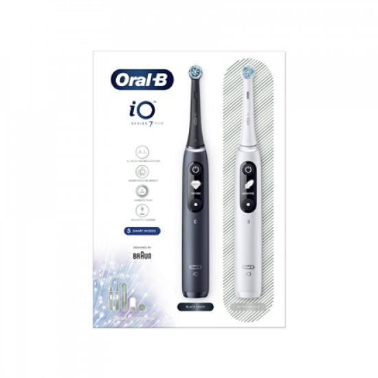 Oral-B Electric toothbrush | iO 7 Duo Pack | Rechargeable | For adults | Number of brush heads included 2 | Number of teeth brushing modes 5 | White/Black Onyx