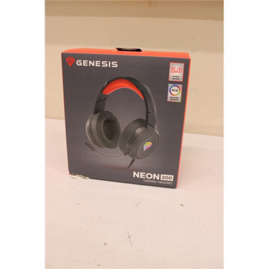 SALE OUT. GENESIS Neon 200 Gaming Headset, On-Ear, Wired, Microphone, Black | Genesis | Gaming Headset | Neon 200 | Wired | On-Ear | DAMAGED PACKAGING