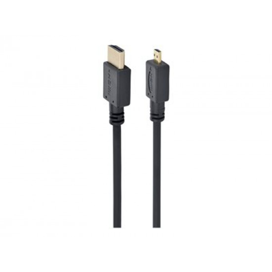 HDMI male to micro D-male black cable with gold-plated connectors, 1.8 m, bulk package