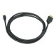 HDMI male to micro D-male black cable with gold-plated connectors, 1.8 m, bulk package