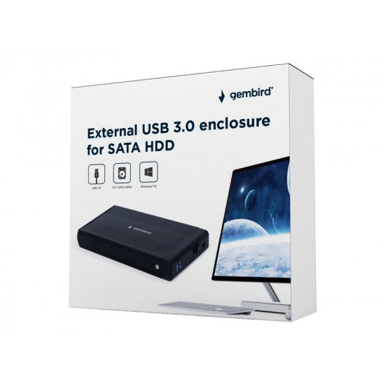 GEMBIRD EE3-U3S-3 HDD external enclosure for 3.5inch SATA - USB 3.0 Aluminium Black