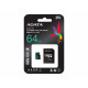 Memory card microSD Premier Pro 64 GB UHS1 U3 V30 A2 + adapter 