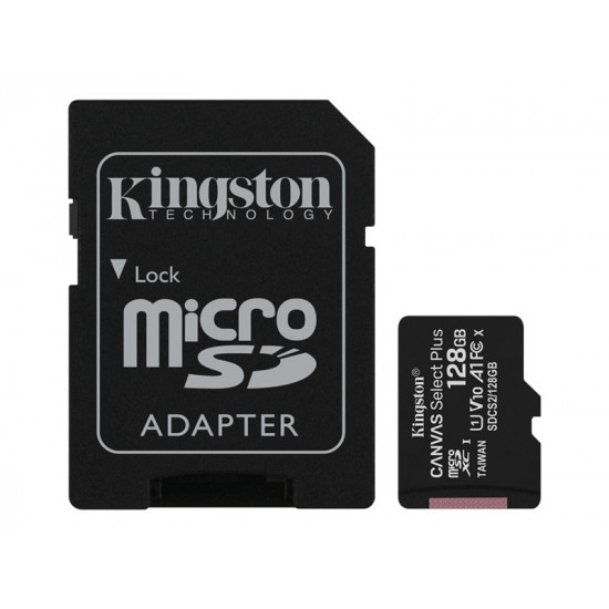 KINGSTON 128GB micSDXC Canvas Select Plus 100R A1 C10 Card + ADP