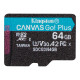 KINGSTON 64GB microSDXC Canvas Go Plus 170R A2 U3 V30 Single Pack w/o ADP