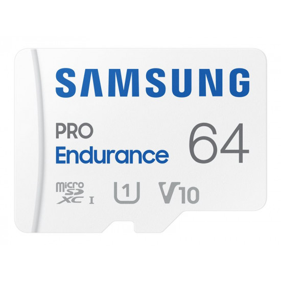 SAMSUNG PRO Endurance microSD Class10 64GB incl adapter R100/W30 up to 35040 hours