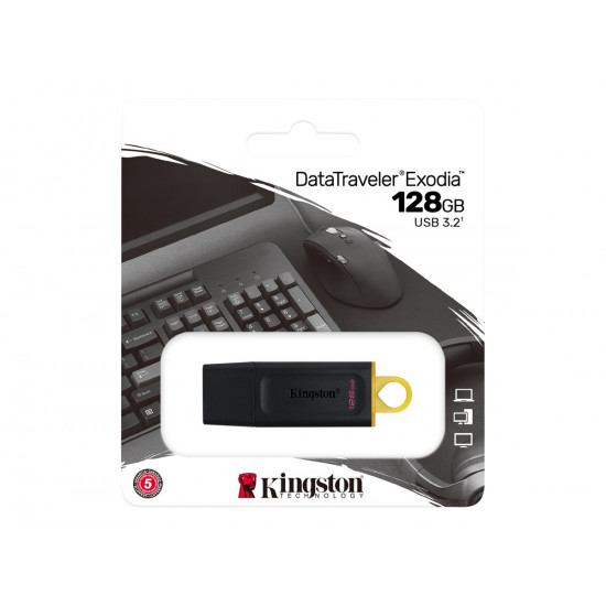 Kingston 128GB USB3.2 Gen1 DataTraveler Exodia (Black + Yellow), EAN: 740617309928