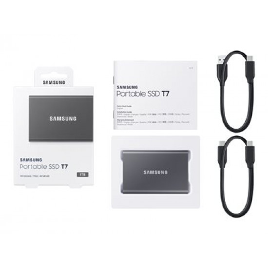 External SSD|SAMSUNG|T7|1TB|USB 3.2|Write speed 1000 MBytes/sec|Read speed 1050 MBytes/sec|MU-PC1T0T/WW