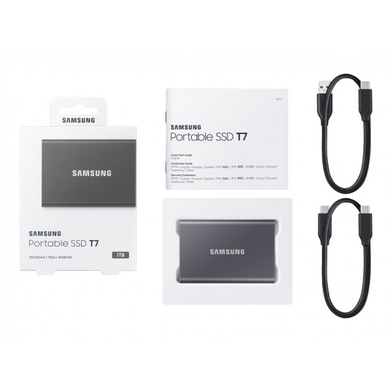 External SSD|SAMSUNG|T7|1TB|USB 3.2|Write speed 1000 MBytes/sec|Read speed 1050 MBytes/sec|MU-PC1T0T/WW